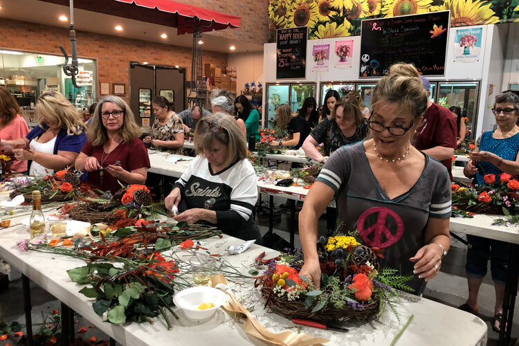 Wine & Floral Design Fall Wreath Class