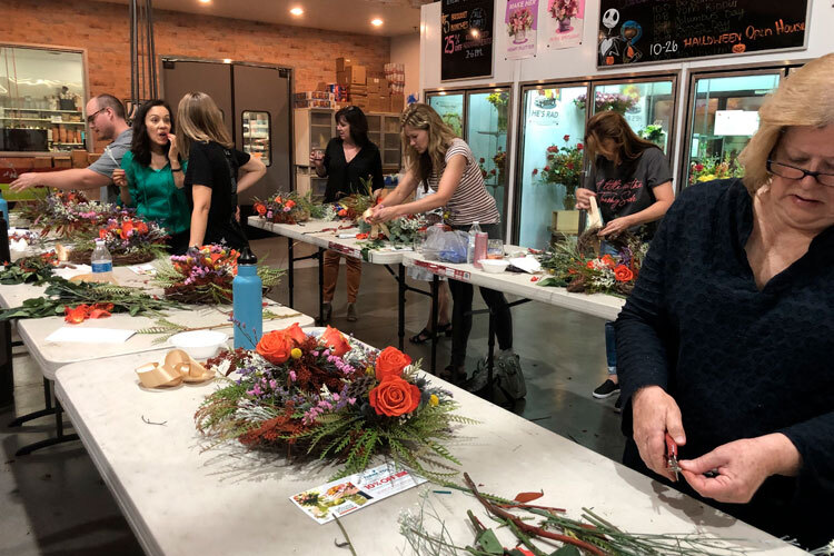 Wine & Floral Design Fall Wreath Class