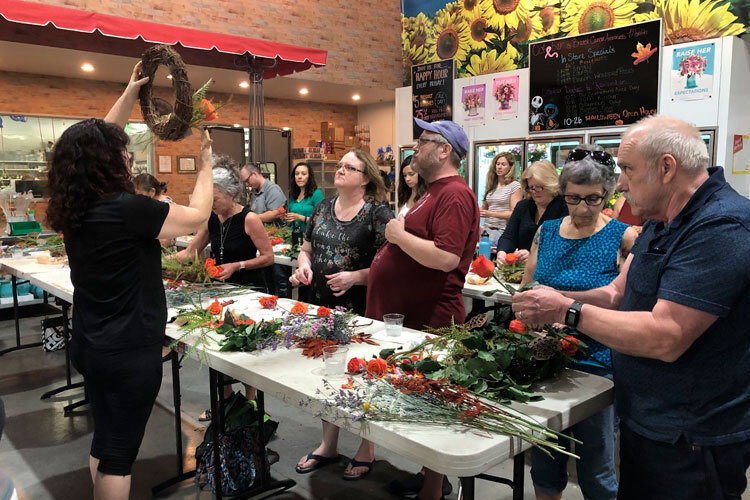 Wine & Floral Design Fall Wreath Class