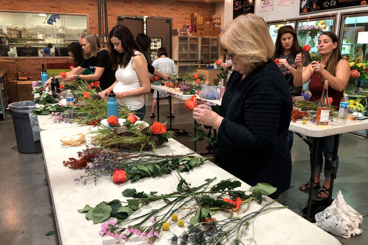 Wine & Floral Design Fall Wreath Class