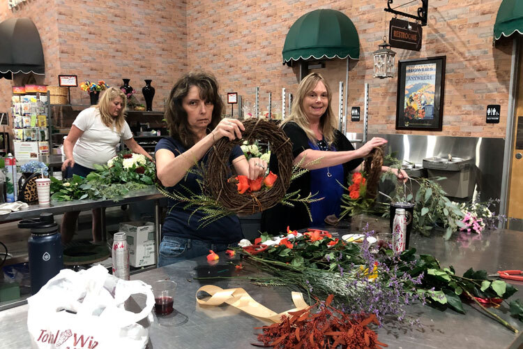 Wine & Floral Design Fall Wreath Class