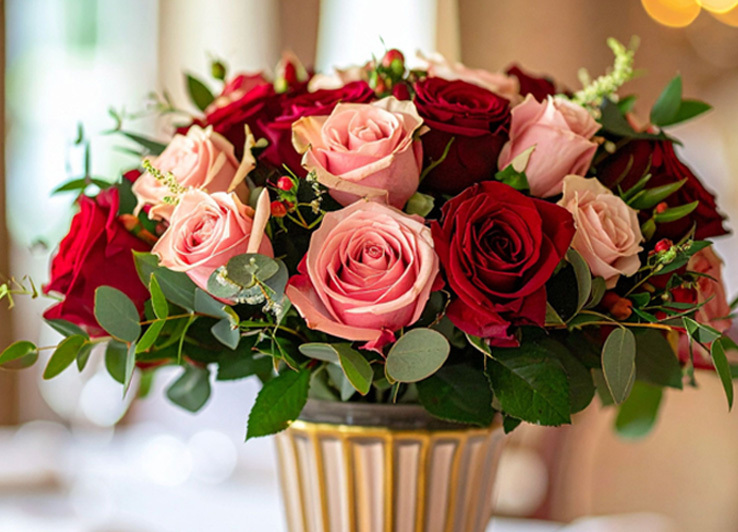 Elegant Rose Bouquet Table Centerpiece