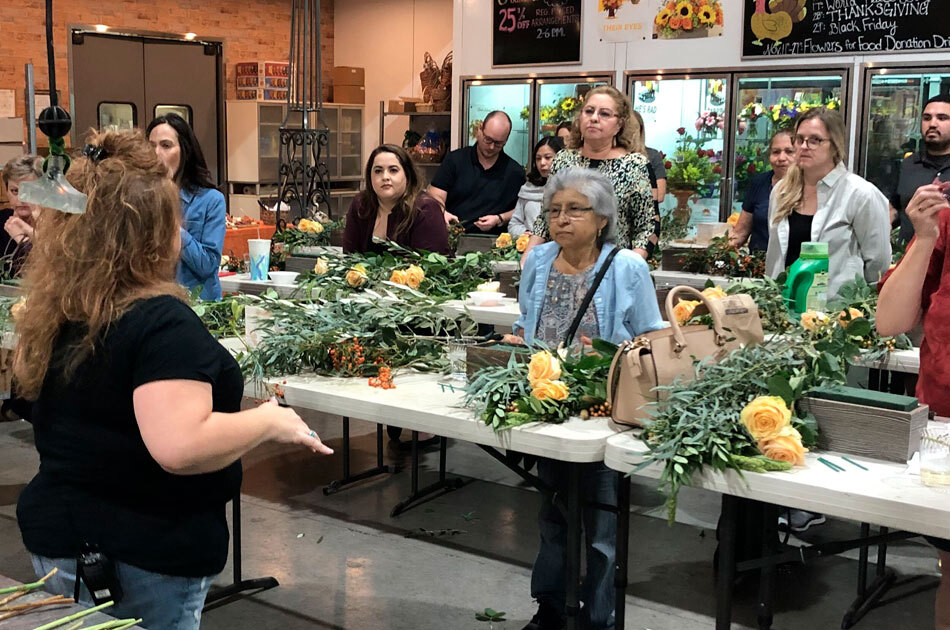 Wine & Floral Design Fall Centerpiece Class